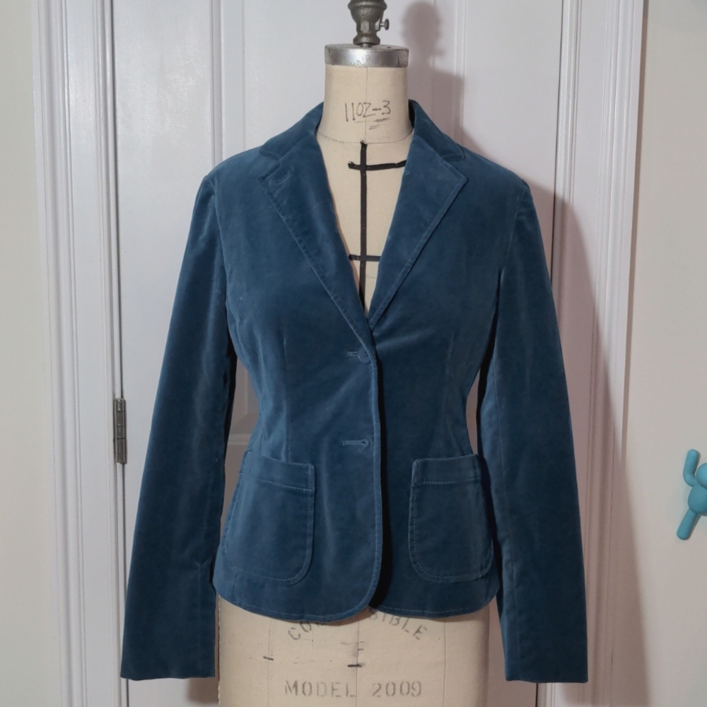 Vintage Teal Velvet Gap Blazer